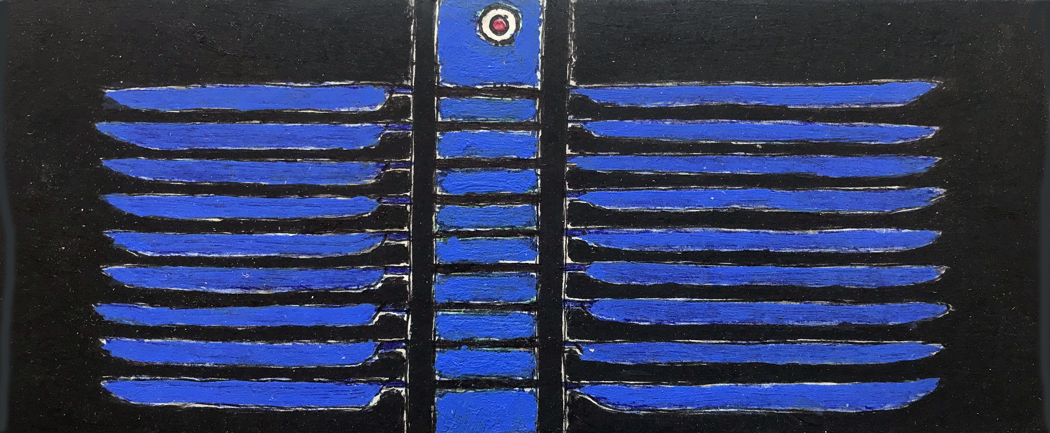 В.Наседкин 1994 г. цикл рисунков-объектов «РЕКА. СИГНАЛЫ», б. шариковые ручки, акрил; 17х7 см., COURTESY Крокин г